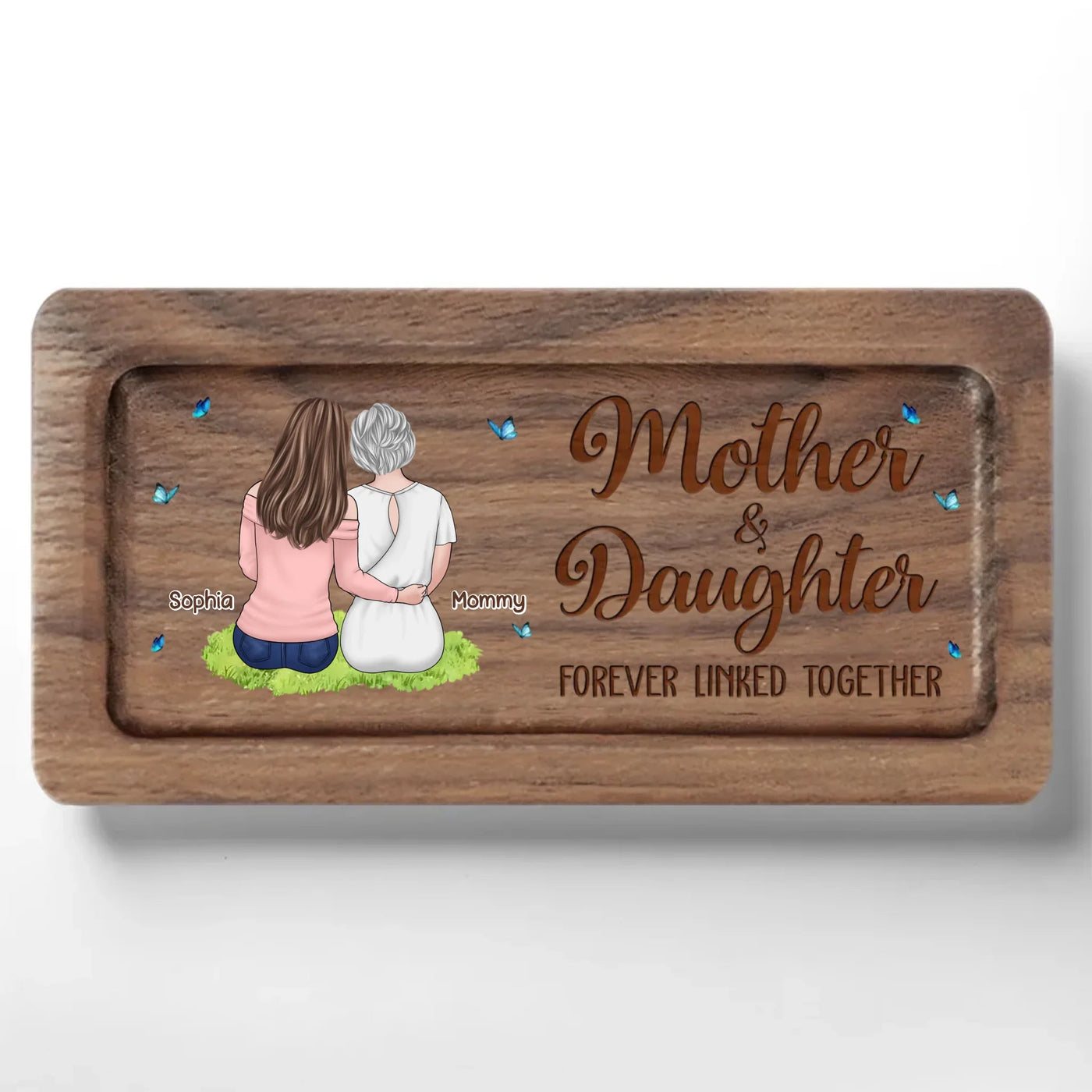 Forever Linked By Love - Family Personalized Custom Wooden Jewelry Box - Mother's Day, Gift For Mom, Daughter
