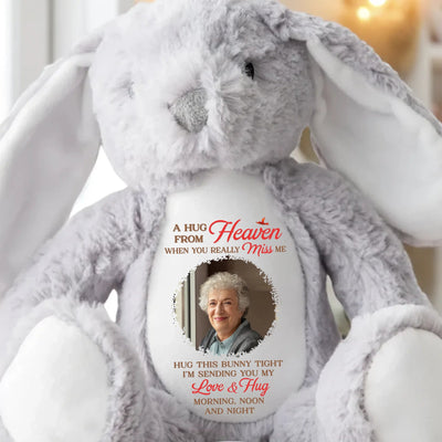 Custom Photo When You Miss Me, I’m Near - Memorial Personalized Custom Easter Bunny Plush - Sympathy Gift For Family Members