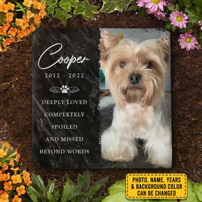 Custom Photo Deeply Loved - Memorial Personalized Custom Square Shaped Stone With Stand - Sympathy Gift For Pet Owners, Pet Lovers