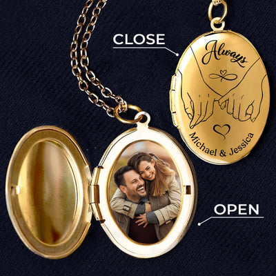 Custom Photo I Promise To Always Be By Your Side - Couple Personalized Custom Locket Necklace - Gift For Husband Wife, Anniversary
