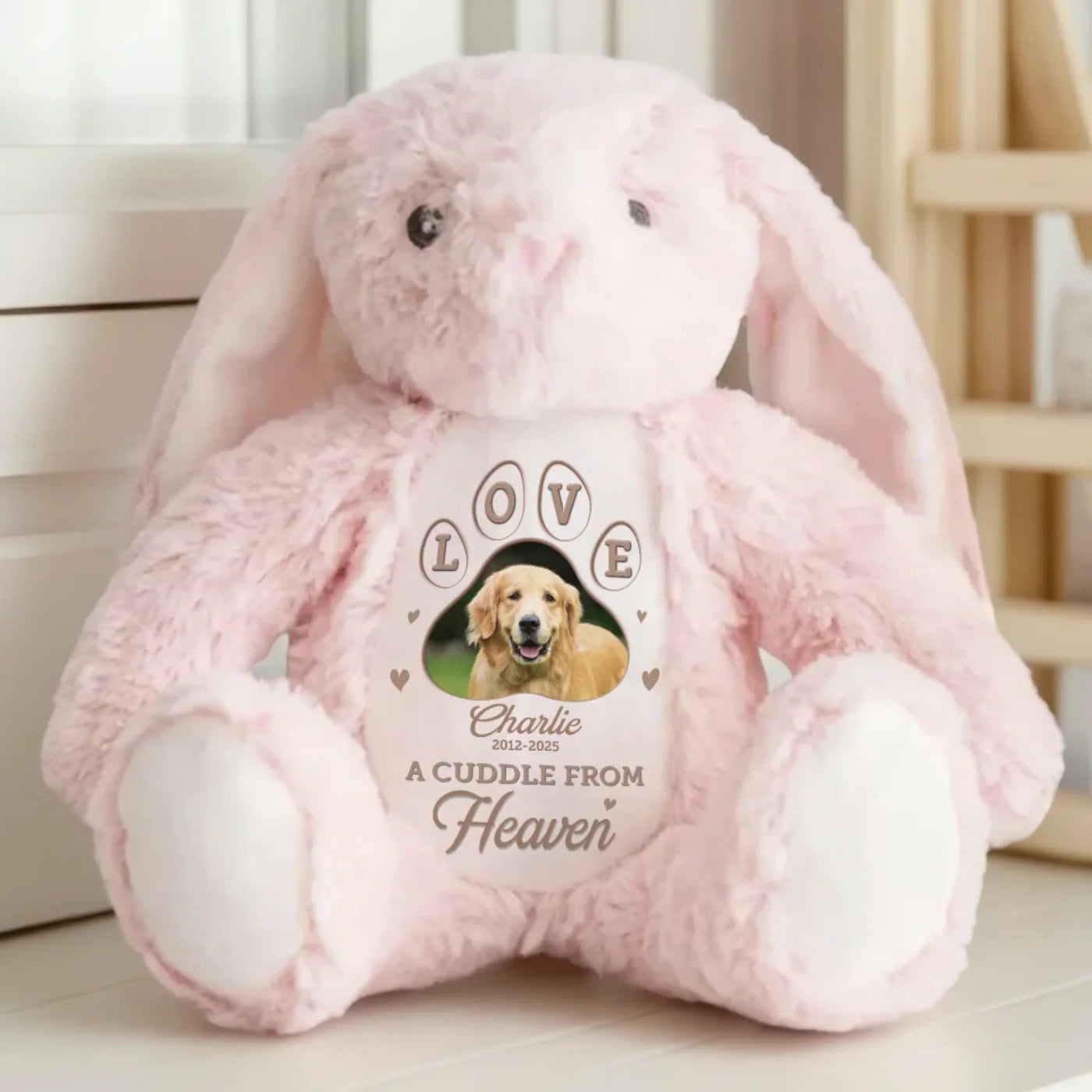 Custom Photo Forever My Cuddle Buddy - Memorial Personalized Custom Easter Bunny Plush - Sympathy Gift For Pet Owners, Pet Lovers