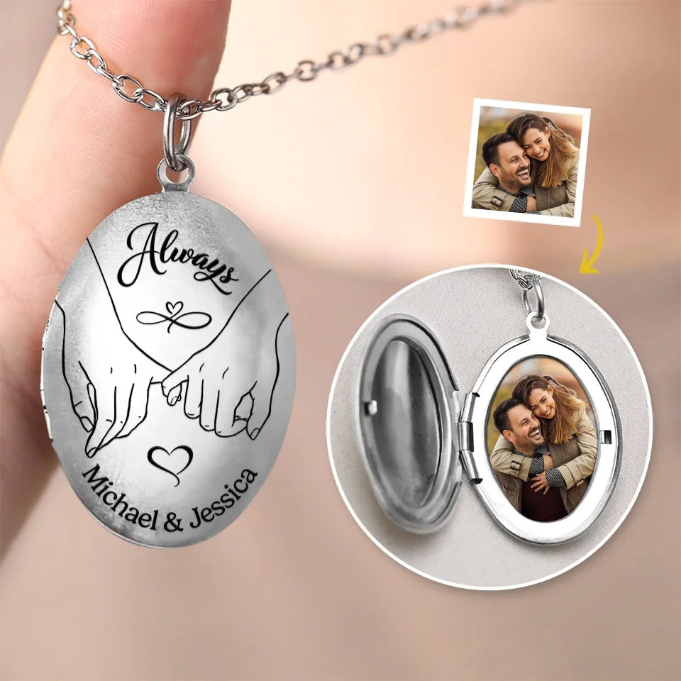 Custom Photo I Promise To Always Be By Your Side - Couple Personalized Custom Locket Necklace - Gift For Husband Wife, Anniversary