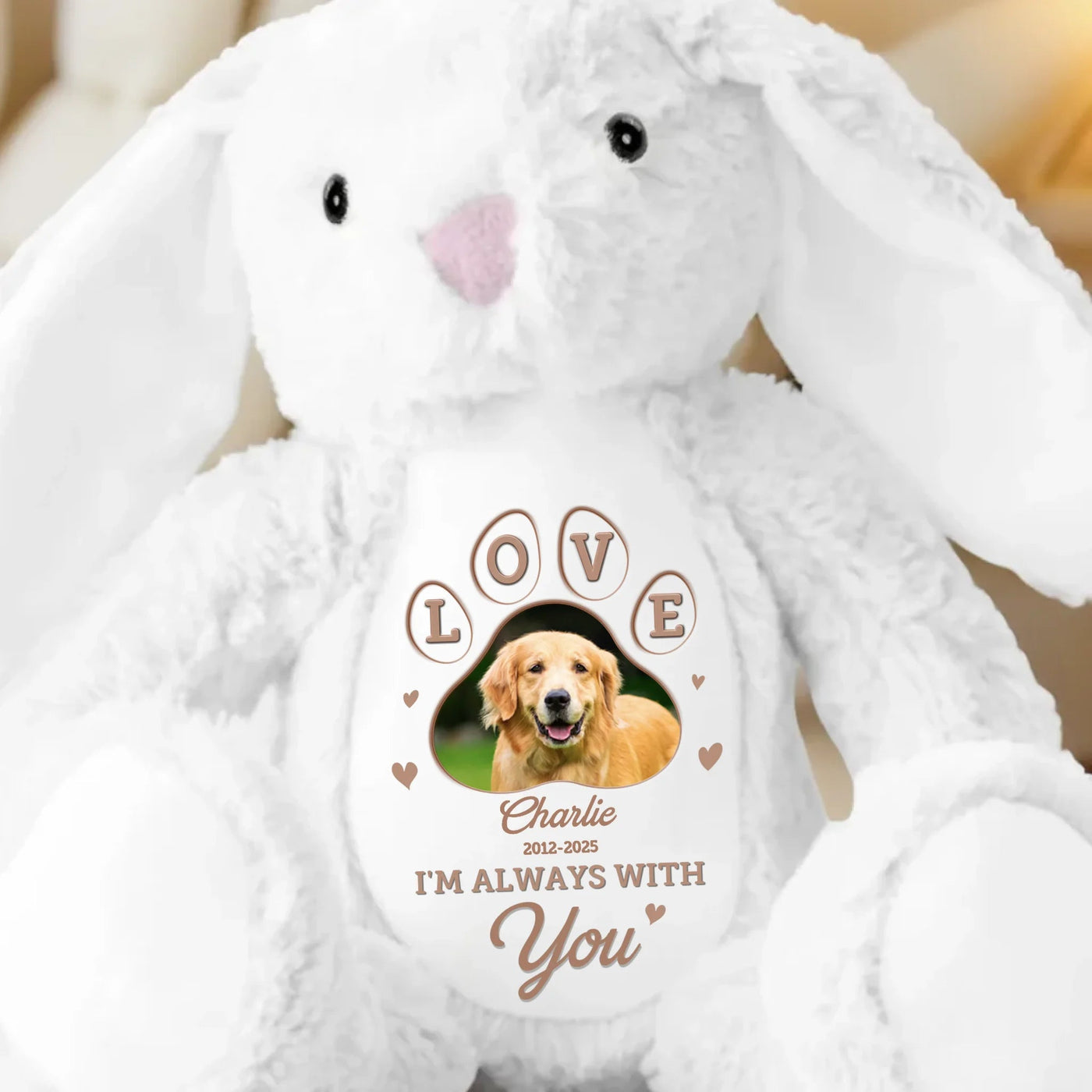 Custom Photo Forever My Cuddle Buddy - Memorial Personalized Custom Easter Bunny Plush - Sympathy Gift For Pet Owners, Pet Lovers