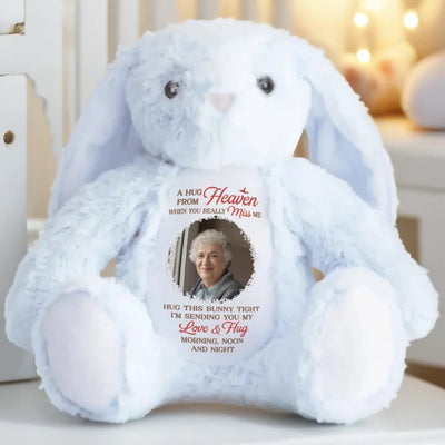 Custom Photo When You Miss Me, I’m Near - Memorial Personalized Custom Easter Bunny Plush - Sympathy Gift For Family Members