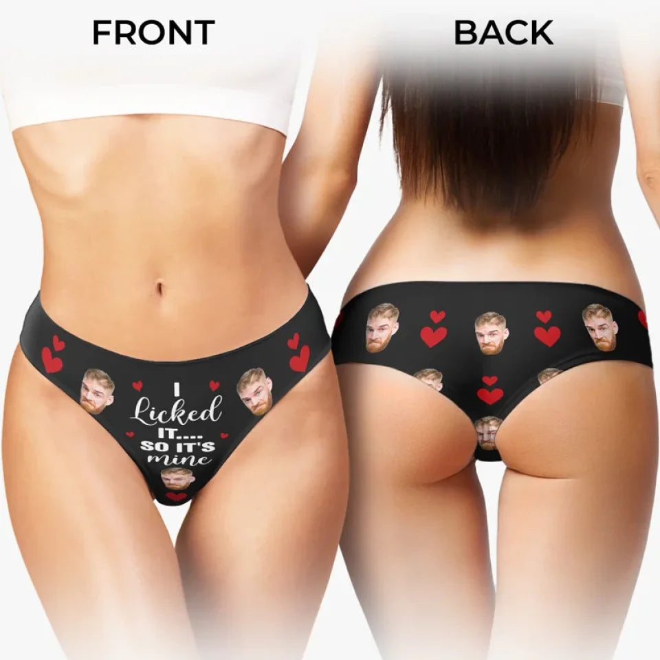 Custom Photo Handle With Care, This Belongs To Me - Couple Personalized Women Briefs - Gift For Husband Wife, Anniversary