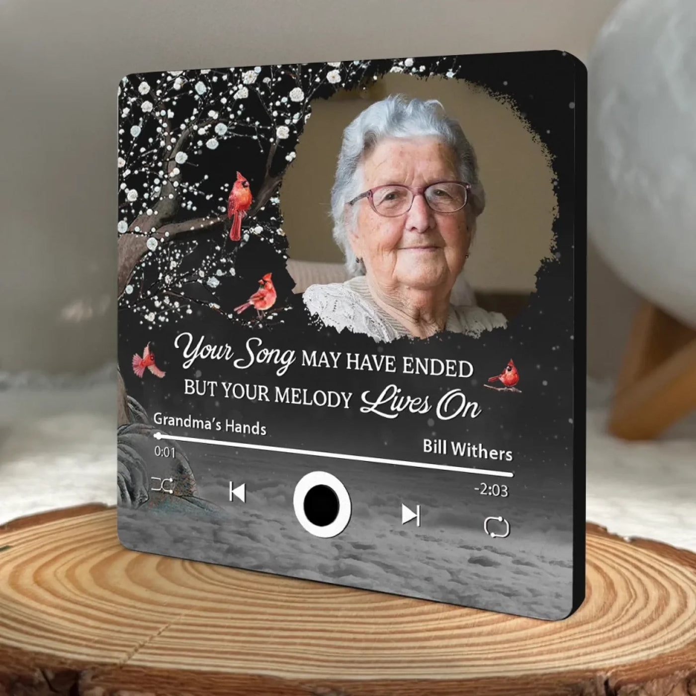Custom Photo Your Life Was A Beautiful Symphony Forever In My Heart - Family Personalized Custom Music Fridge Magnet That Can Play Songs - Sympathy Gift For Family Members