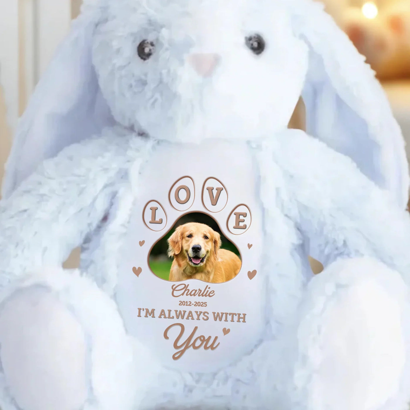 Custom Photo Forever My Cuddle Buddy - Memorial Personalized Custom Easter Bunny Plush - Sympathy Gift For Pet Owners, Pet Lovers