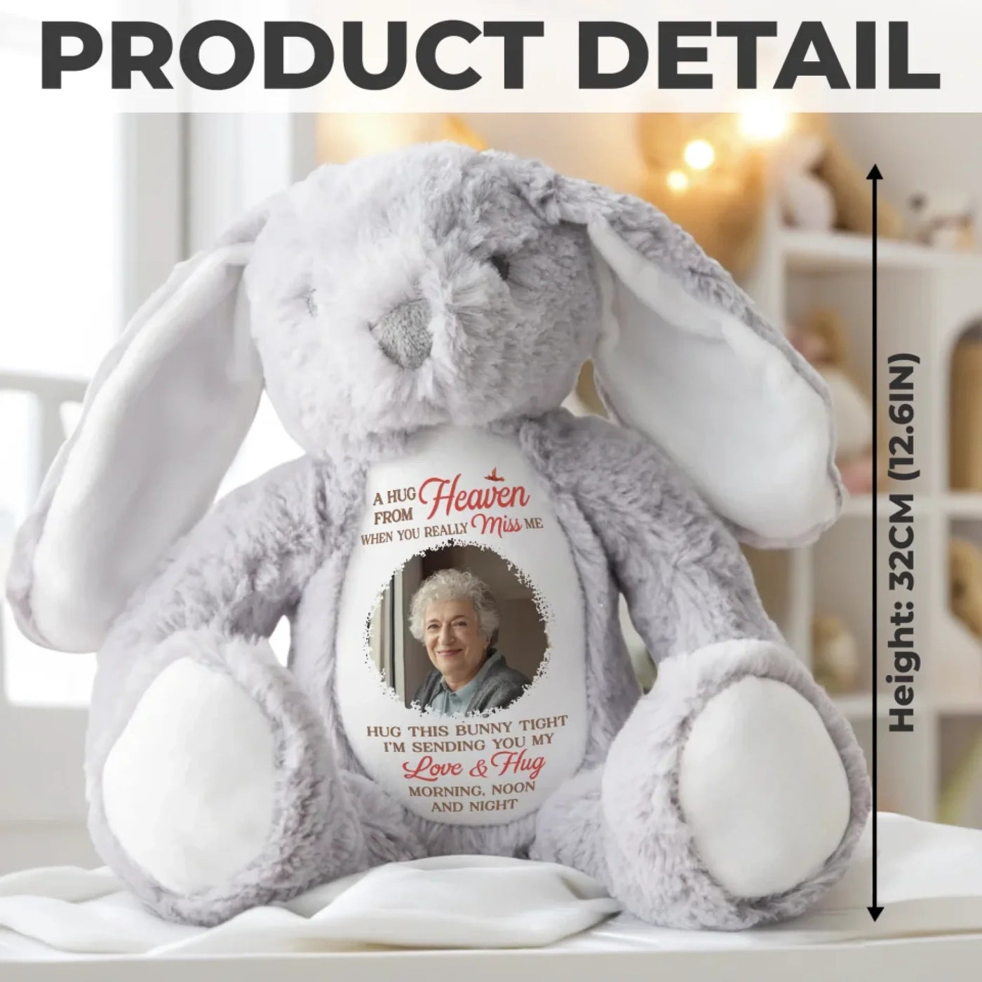 Custom Photo When You Miss Me, I’m Near - Memorial Personalized Custom Easter Bunny Plush - Sympathy Gift For Family Members