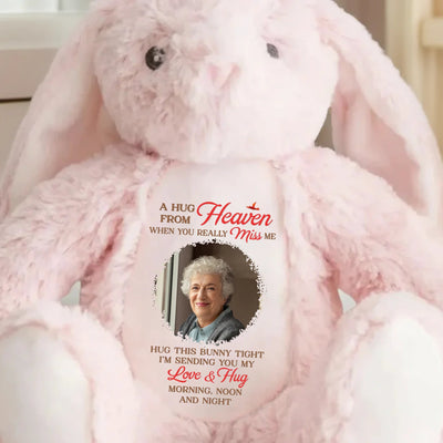 Custom Photo When You Miss Me, I’m Near - Memorial Personalized Custom Easter Bunny Plush - Sympathy Gift For Family Members