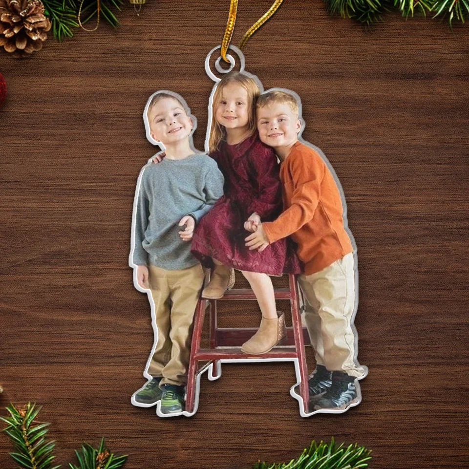Custom Photo Keep Calm And Have A Merry Christmas - Family Personalized Custom Ornament - Acrylic Custom Shaped - Christmas Gift For Family Members, Siblings, Brothers, Sisters
