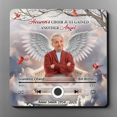 Custom Photo Heaven's Choir Just Gained Another Angel - Family Personalized Custom Music Fridge Magnet That Can Play Songs - Sympathy Gift For Family Members