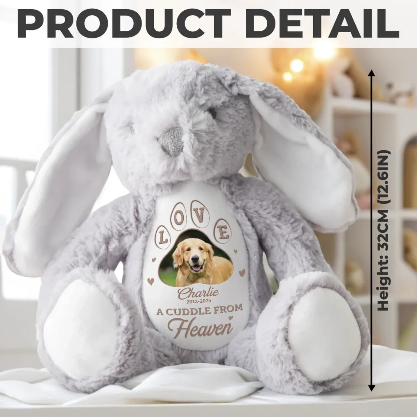 Custom Photo Forever My Cuddle Buddy - Memorial Personalized Custom Easter Bunny Plush - Sympathy Gift For Pet Owners, Pet Lovers
