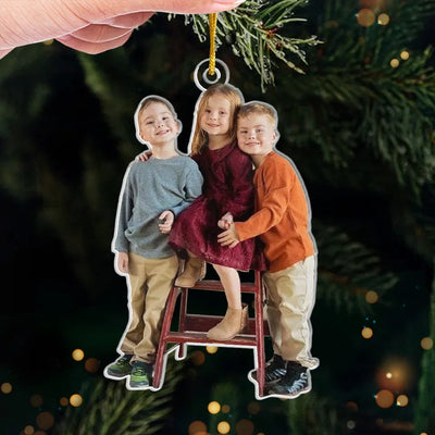 Custom Photo Keep Calm And Have A Merry Christmas - Family Personalized Custom Ornament - Acrylic Custom Shaped - Christmas Gift For Family Members, Siblings, Brothers, Sisters