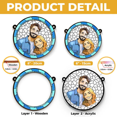 Custom Photo Where There Is Love There Is Life - Couple Personalized Window Hanging Suncatcher Ornament - Gift For Husband Wife, Anniversary
