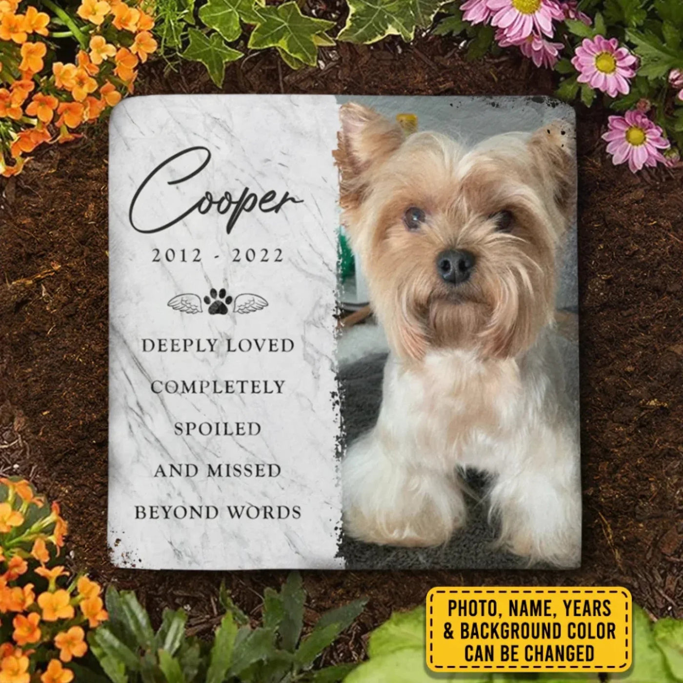 Custom Photo Deeply Loved - Memorial Personalized Custom Square Shaped Stone With Stand - Sympathy Gift For Pet Owners, Pet Lovers