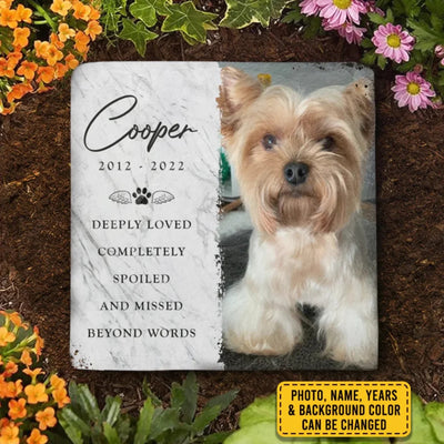 Custom Photo Deeply Loved - Memorial Personalized Custom Square Shaped Stone With Stand - Sympathy Gift For Pet Owners, Pet Lovers