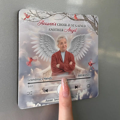 Custom Photo Heaven's Choir Just Gained Another Angel - Family Personalized Custom Music Fridge Magnet That Can Play Songs - Sympathy Gift For Family Members