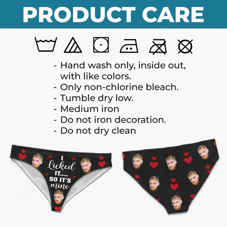 Custom Photo Handle With Care, This Belongs To Me - Couple Personalized Women Briefs - Gift For Husband Wife, Anniversary
