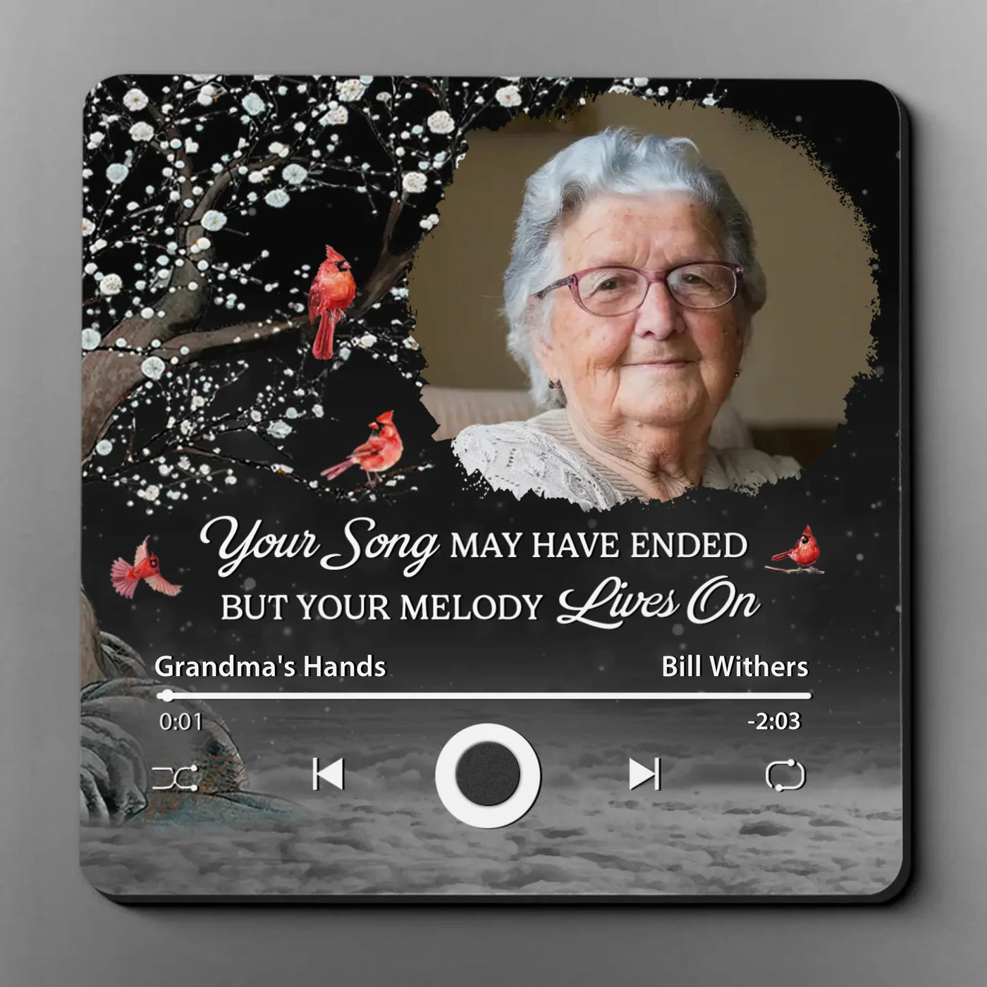 Custom Photo Your Life Was A Beautiful Symphony Forever In My Heart - Family Personalized Custom Music Fridge Magnet That Can Play Songs - Sympathy Gift For Family Members
