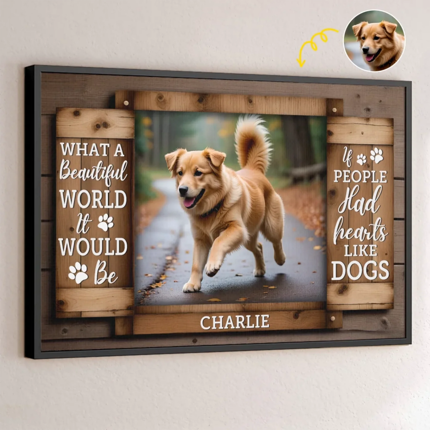 Custom Photo Pawprints On The Path, Pawprints On My Heart - Memorial Personalized Custom Horizontal Poster - Sympathy Gift For Pet Owners, Pet Lovers