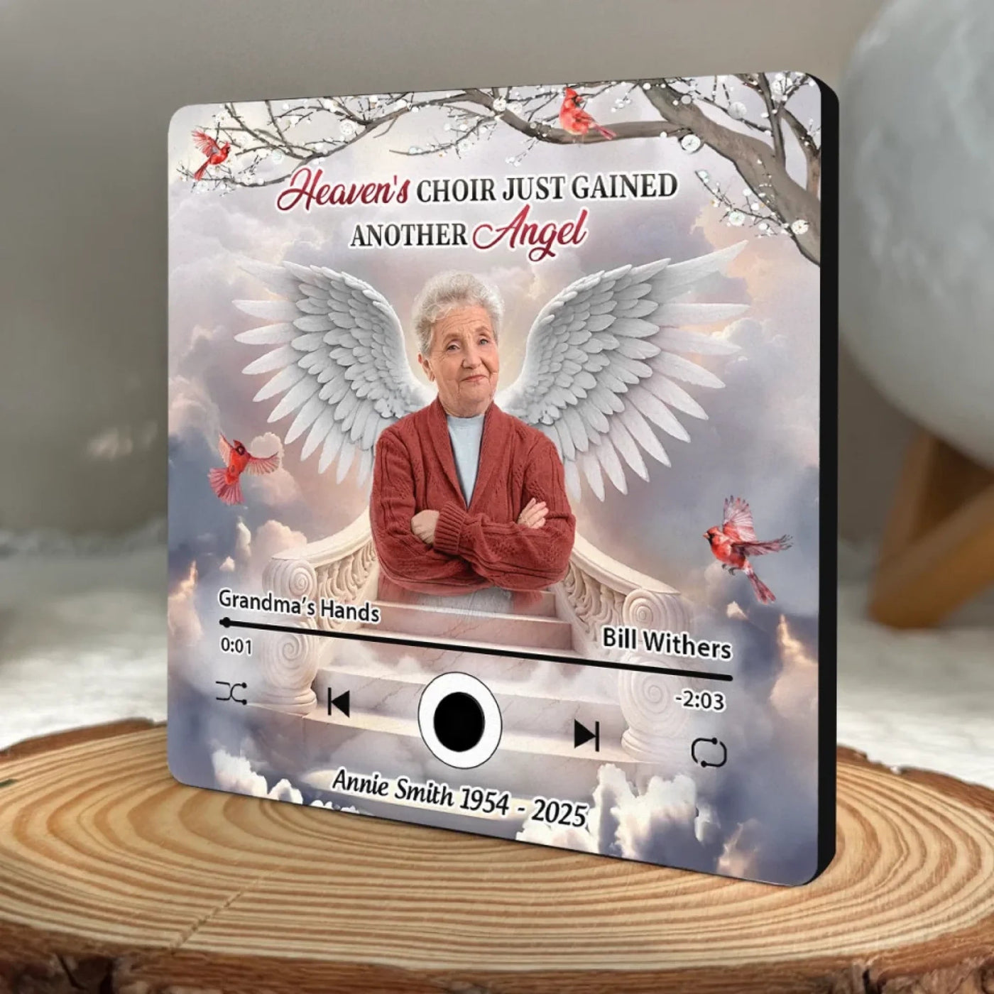 Custom Photo Heaven's Choir Just Gained Another Angel - Family Personalized Custom Music Fridge Magnet That Can Play Songs - Sympathy Gift For Family Members