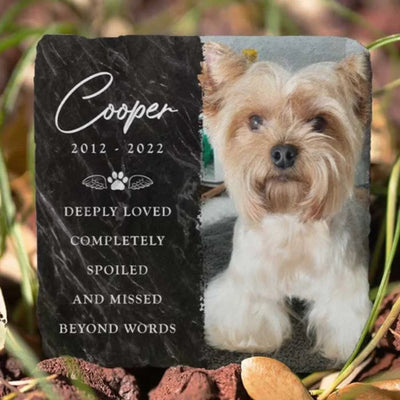 Custom Photo Deeply Loved - Memorial Personalized Custom Square Shaped Stone With Stand - Sympathy Gift For Pet Owners, Pet Lovers