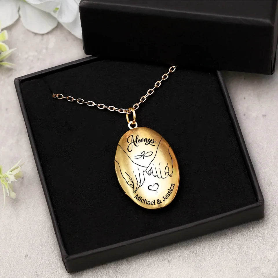 Custom Photo I Promise To Always Be By Your Side - Couple Personalized Custom Locket Necklace - Gift For Husband Wife, Anniversary