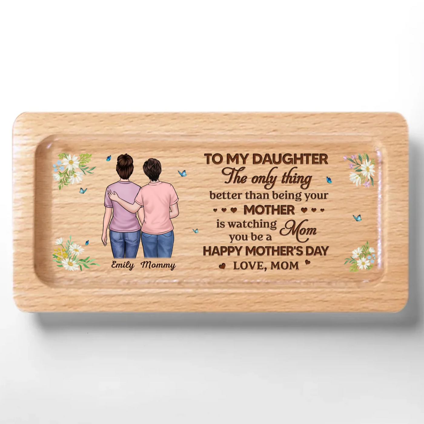 Together In Heart, Always - Family Personalized Custom Wooden Jewelry Box - Mother's Day, Gift For Mom, Daughter