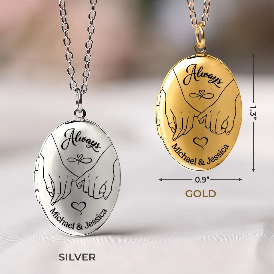Custom Photo I Promise To Always Be By Your Side - Couple Personalized Custom Locket Necklace - Gift For Husband Wife, Anniversary