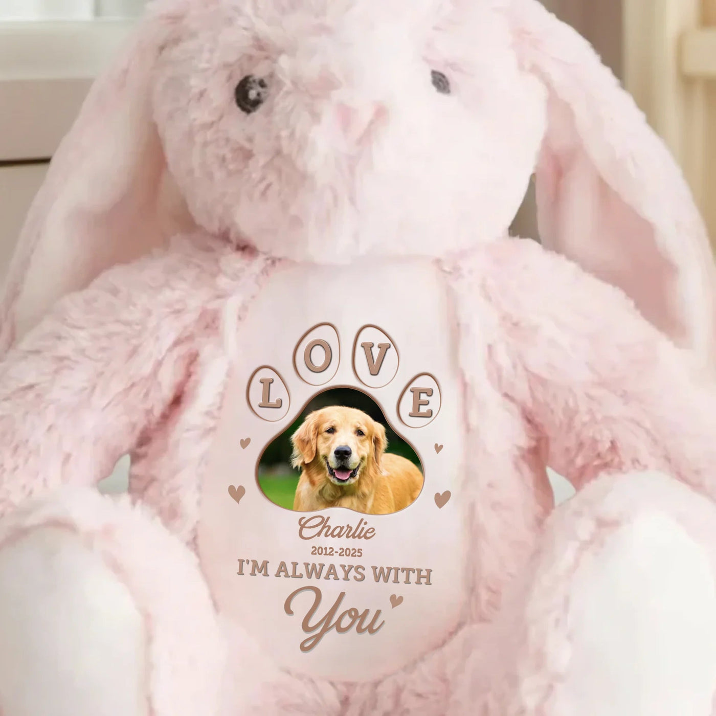 Custom Photo Forever My Cuddle Buddy - Memorial Personalized Custom Easter Bunny Plush - Sympathy Gift For Pet Owners, Pet Lovers