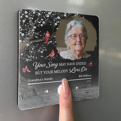 Custom Photo Your Life Was A Beautiful Symphony Forever In My Heart - Family Personalized Custom Music Fridge Magnet That Can Play Songs - Sympathy Gift For Family Members