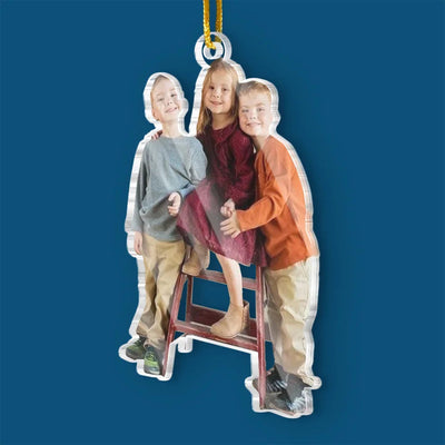 Custom Photo Keep Calm And Have A Merry Christmas - Family Personalized Custom Ornament - Acrylic Custom Shaped - Christmas Gift For Family Members, Siblings, Brothers, Sisters