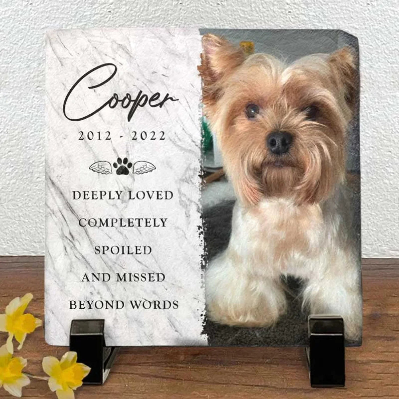 Custom Photo Deeply Loved - Memorial Personalized Custom Square Shaped Stone With Stand - Sympathy Gift For Pet Owners, Pet Lovers