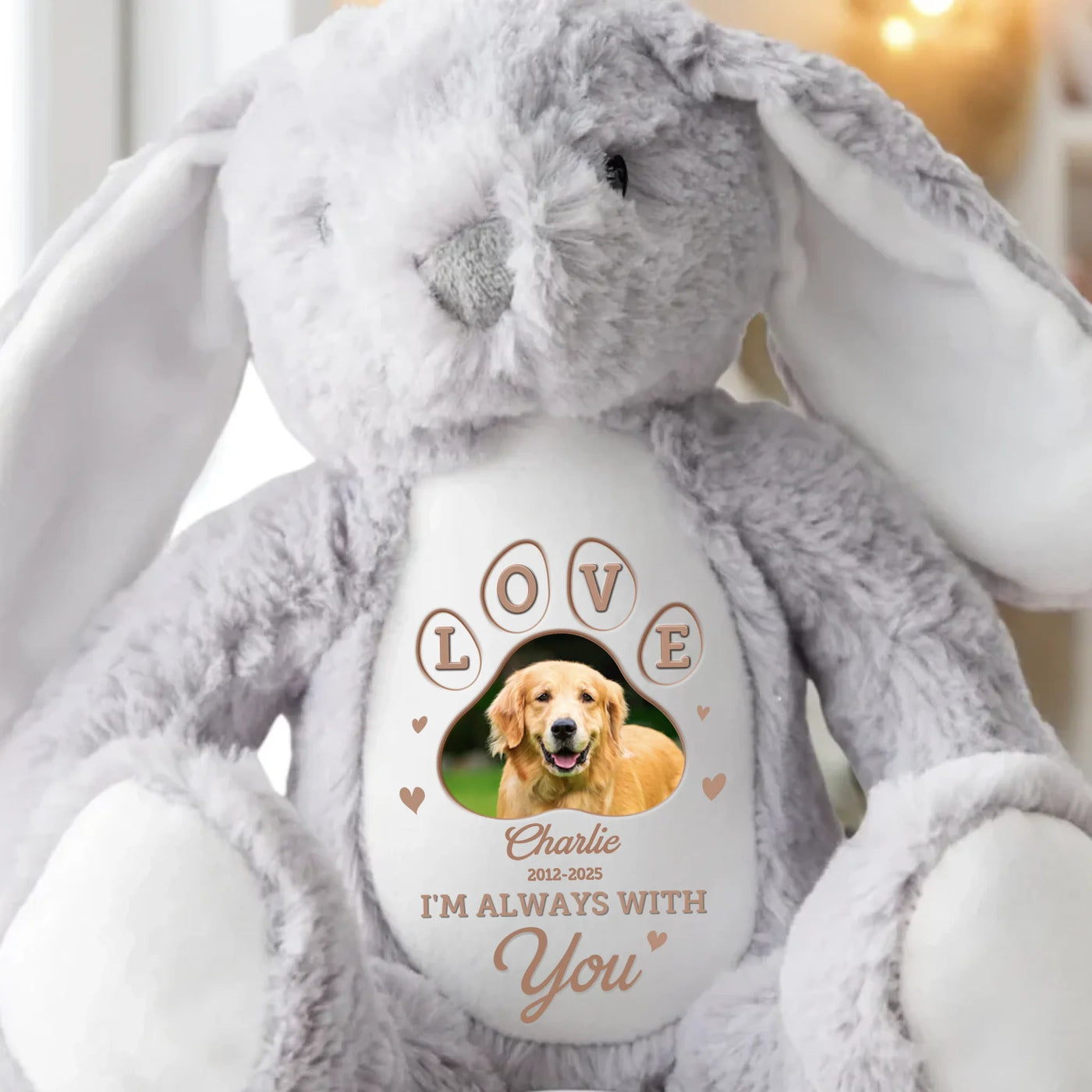 Custom Photo Forever My Cuddle Buddy - Memorial Personalized Custom Easter Bunny Plush - Sympathy Gift For Pet Owners, Pet Lovers