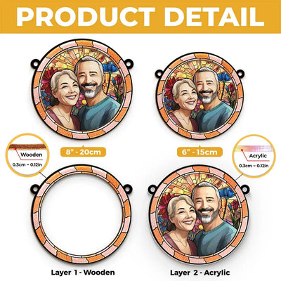 Custom Photo Fall For You More Every Day - Couple Personalized Window Hanging Suncatcher Ornament - Gift For Husband Wife, Anniversary
